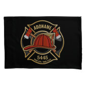 Brandweerman ADD NAME Brandweerpost Badge Kussensloop (Voorkant-Links)