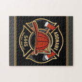 Brandweerman ADD NAME Brandweerpost Badge Legpuzzel (Horizontaal)