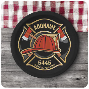 Brandweerman ADD NAME Brandweerpost Badge Papieren Bordje
