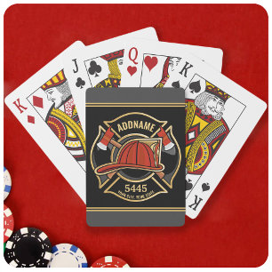 Brandweerman ADD NAME Brandweerpost Badge Pokerkaarten