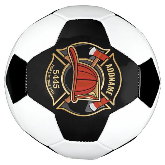 Brandweerman ADD NAME Brandweerpost Badge Voetbal (Gedraaid)