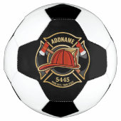 Brandweerman ADD NAME Brandweerpost Badge Voetbal (Voorkant)