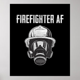 brandweerman AF   Gasmasker   Funny Firefighter Poster