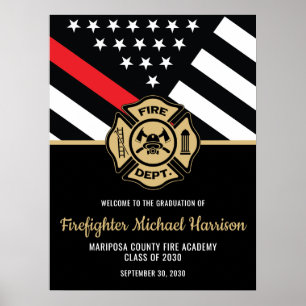 Brandweerman Afstuderen Red Line Brandweerman Welk Poster