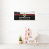Brandweerman Afstuderen Thin Red Line Party Spandoek (Insitu)