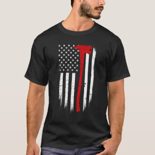 Brandweerman Amerikaanse vlag bijl Brandweerman On T-shirt