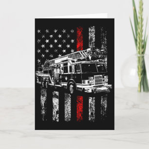 Brandweerman Amerikaanse Vlag Dunne Rode Lijn Bran Kaart