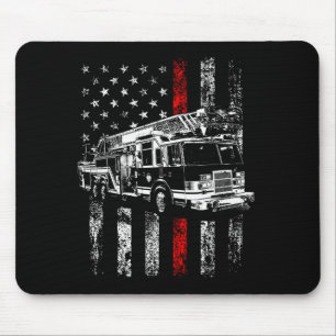 Brandweerman Amerikaanse Vlag Dunne Rode Lijn Bran Muismat