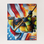 Brandweerman Amerikaanse Vlag Legpuzzel (Verticaal)
