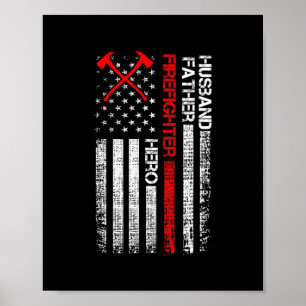 Brandweerman Amerikaanse vlag X Thin Red Line Poster