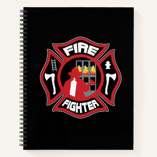 Brandweerman Badge Modern Notitieboek (Voorkant)