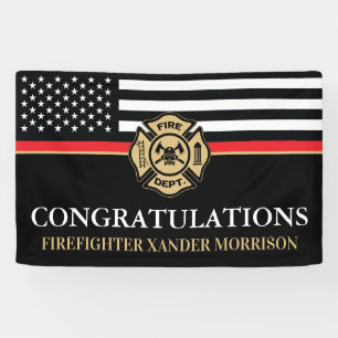 Brandweerman Badge Rode Lijn Vlag Brandweer Afstud Spandoek