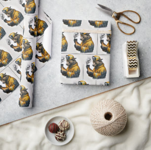Brandweerman Beer met roken Californië Cadeaupapier