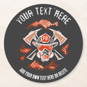 Brandweerman / Brandweer Gift Sjabloon. Ronde Kartonnen Onderzetter