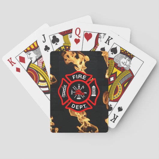 Brandweerman | Brandweer Vlammen Rode Schild Pokerkaarten (Achterkant)