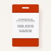 Brandweerman / brandweerman afdeling foto id sjabl badge (Achterkant)