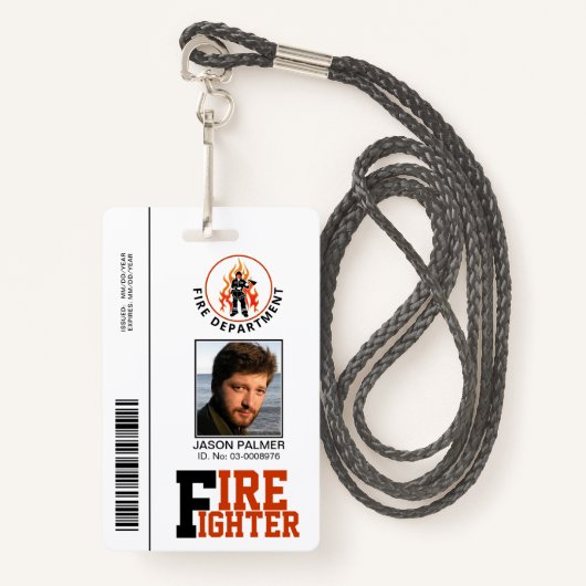 Brandweerman / brandweerman afdeling foto id sjabl badge (Voorkant met draagriem)