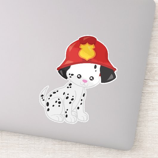 Brandweerman, Brandweerman, Dalmatiër, Schattigee  Sticker (Detail)