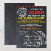 Brandweerman Brandweerman Verjaardag Uitnodiging (Voorkant / Achterkant)