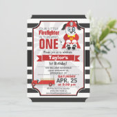Brandweerman; Brandweerwagen Verjaardagsfeestje Kaart (Staand voorkant)