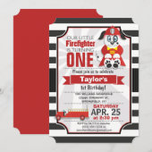 Brandweerman; Brandweerwagen Verjaardagsfeestje Kaart (Voorkant / Achterkant)