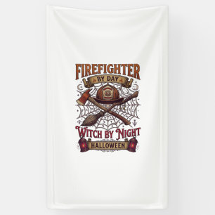 Brandweerman Dag Heks Nacht Halloween Helm Bijl B Spandoek