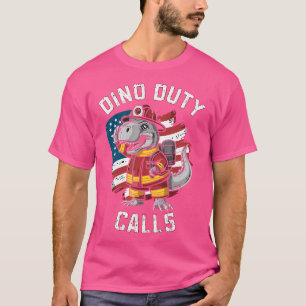 Brandweerman Dinosaurus T Rex vecht tegen vlammen T-shirt