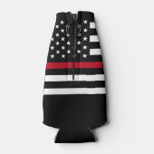 Brandweerman Dunne Rode Lijn Amerikaanse Vlag Mono Flesjeskoeler (Achterkant)