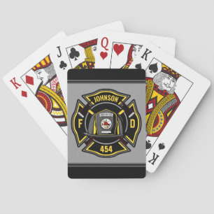 Brandweerman en brandweerteam van brandweerdienst pokerkaarten