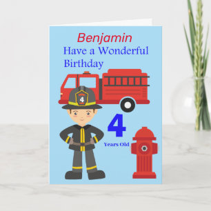 Brandweerman en Vrachtwagen verjaardag Kaart