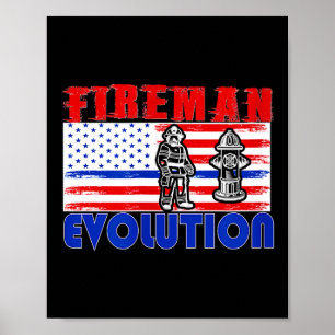 Brandweerman Evolutie Brandweerman Cadeau Trotse B Poster