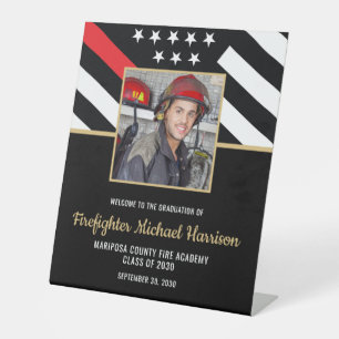 Brandweerman Fire Academy Graduation Party Foto Reclamebord Met Voetstuk