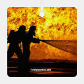 Brandweerman Flames Metal Ornament (Voorkant)