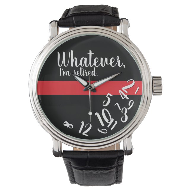 Brandweerman Funny Retirement Thin Red Line Horloge (Voorkant)