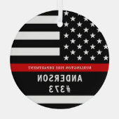 Brandweerman gepersonaliseerde brandweerman dunne  glas ornament (Achterkant)