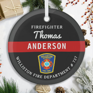 Brandweerman Gepersonaliseerde Thin Red Line Fire Glas Ornament
