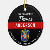 Brandweerman Gepersonaliseerde Thin Red Line Fire Keramisch Ornament (Links)