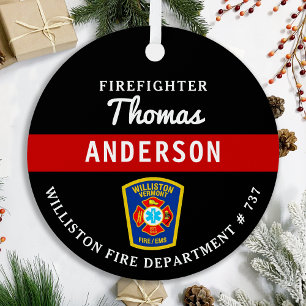 Brandweerman Gepersonaliseerde Thin Red Line Fire Metalen Ornament