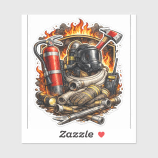 Brandweerman gereedschap sticker, brandweer reddin sticker