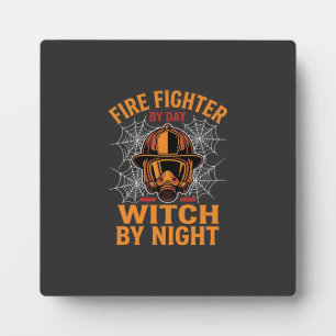 Brandweerman Halloween Heks Nacht Ontwerp Fotoplaat