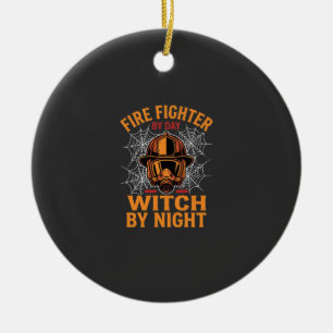 Brandweerman Halloween Heks Nacht Ontwerp Keramisch Ornament