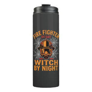 Brandweerman Halloween Heks Nacht Ontwerp Thermosbeker