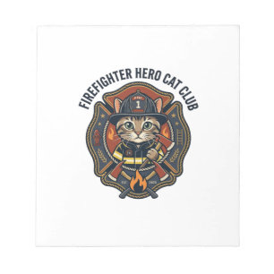Brandweerman Held Kat Kat Grafisch T-shirt Kunst - Notitieblok