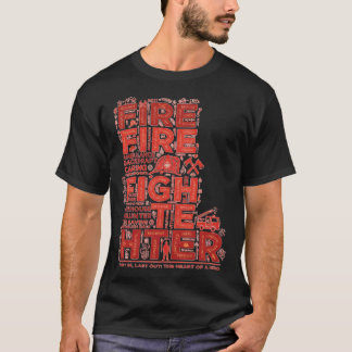 Brandweerman Heldhaftige Woordkunst Typografisch O T-shirt