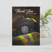 Brandweerman Helmet & Jacket Dank u Briefkaart (Staand voorkant)