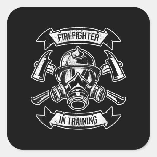 brandweerman in de opleiding van gasmaskers vierkante sticker (Voorkant)