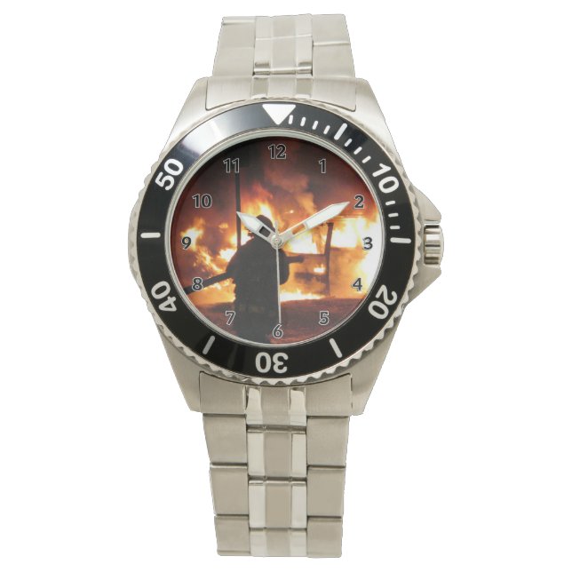 brandweerman in de vlammen horloge (Voorkant)