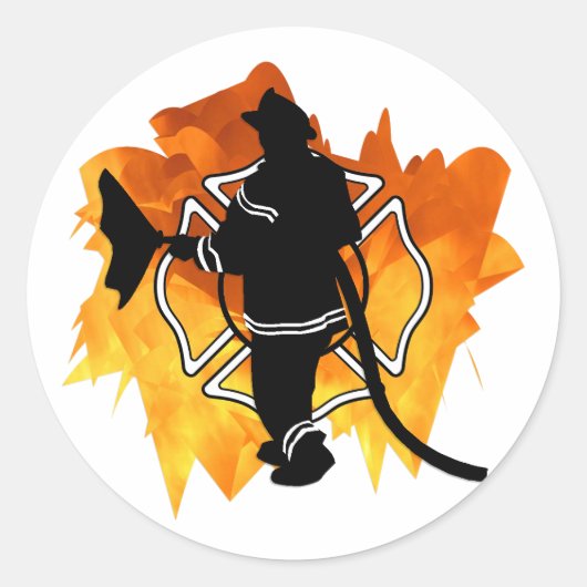 Brandweerman in vlammen Sticker (Voorkant)