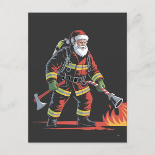Brandweerman Kerst Shirt XMas Funny Santa Feestdagenkaart