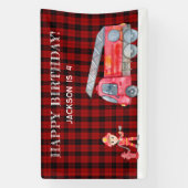 Brandweerman Kerstmis Firetruck Boys verjaardagsfe Spandoek (Verticaal)